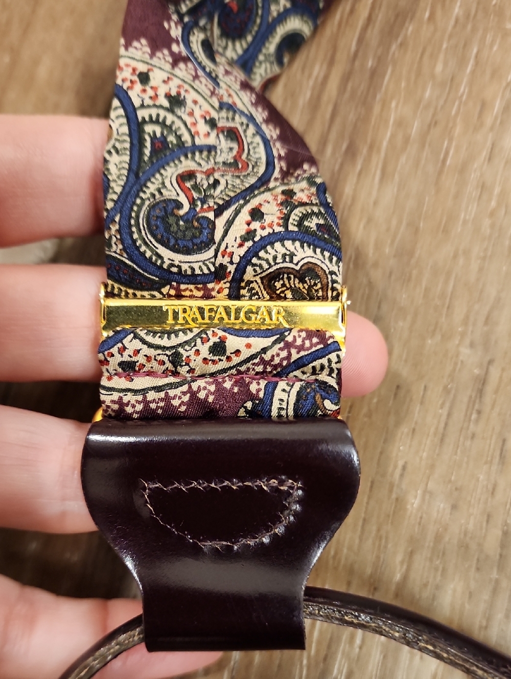 Trafalgar Lot of 2 Braces Suspenders Paisley Ribbon Leather Trim Woven Classic - Picture 4 of 8